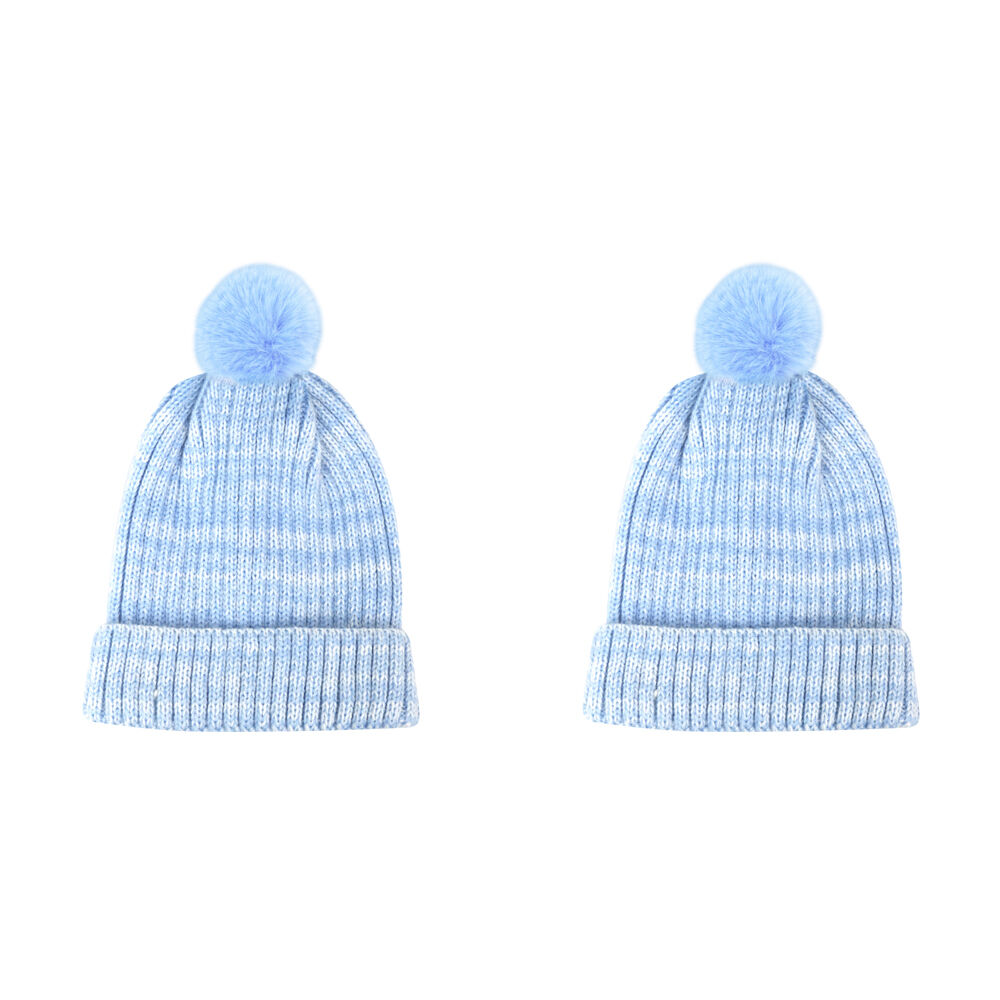 Foote Street Casey Toddler Beanie Soft Acrylic Winter Hat - Blue - 8M-2Y (2 Pack)