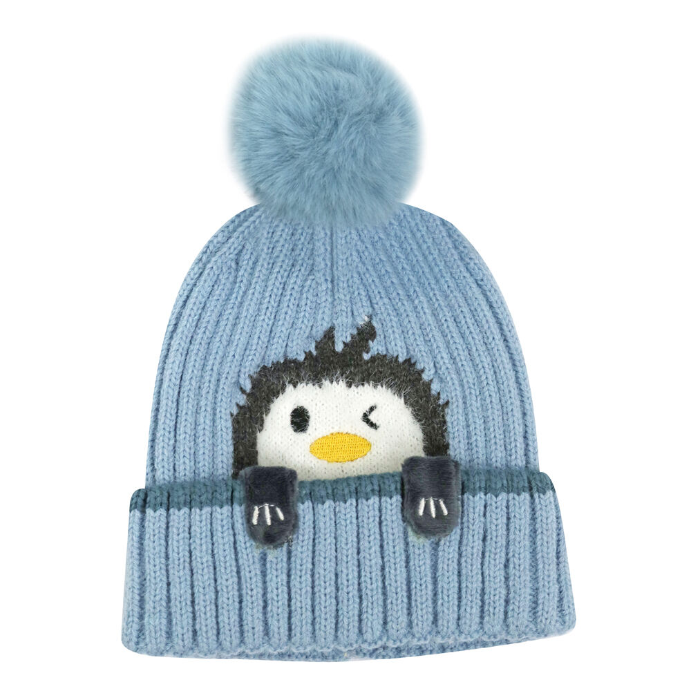 Foote Street Penguin Beanie For Toddlers Winter Cap - 8M-2Y - Blue