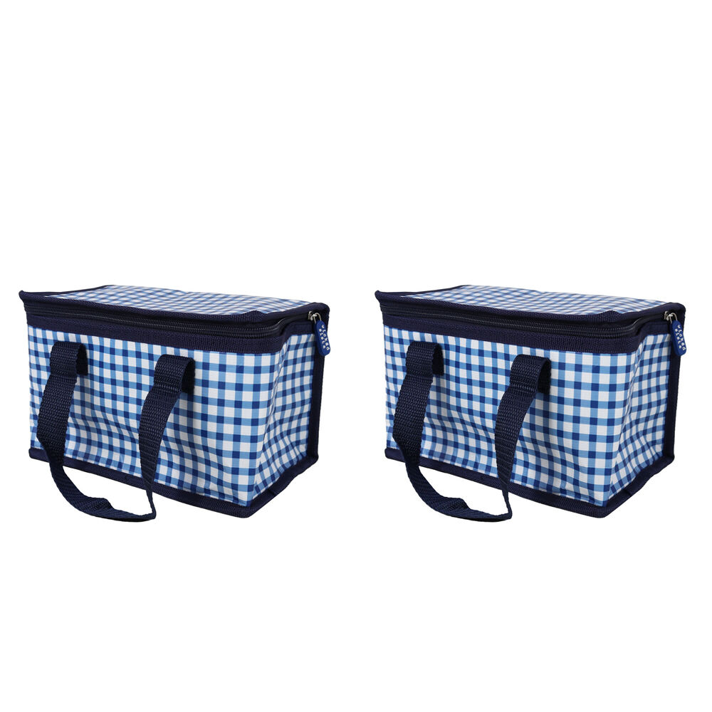Wicked Sista Navy Gingham Recycled Tote Insulated Lunchbox 230x150x130mm (2 Pack)