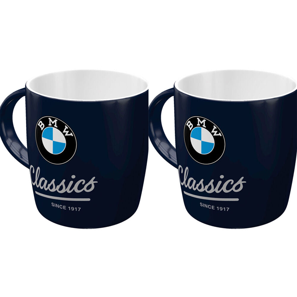 Nostalgic-Art Ceramic Coffee/Tea Mug Drinking Cup BMW Classics 9x9cm Black (2 Pack)