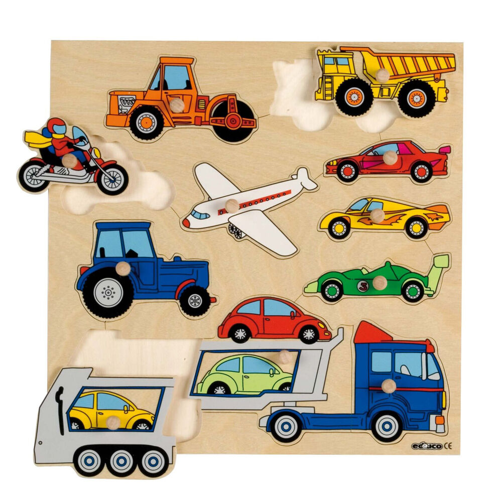 Educo Inlay Board Puzzles Vehicle Educational Toy Motor Skills Kids - 3y+