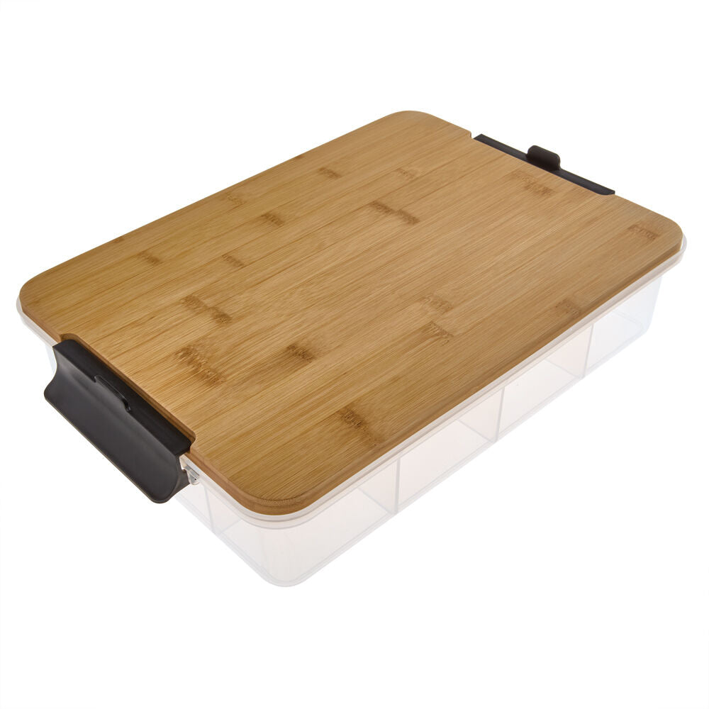 Farberware Brown/Clear SnackleBox Bamboo Storage Board and Box, 30x40.5cm