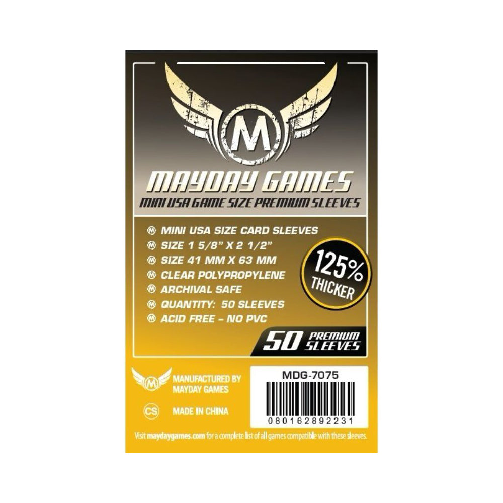 53815-50pc-mayday-41x63mm-premium-mini-usa-card-sleeves-dark-yellow