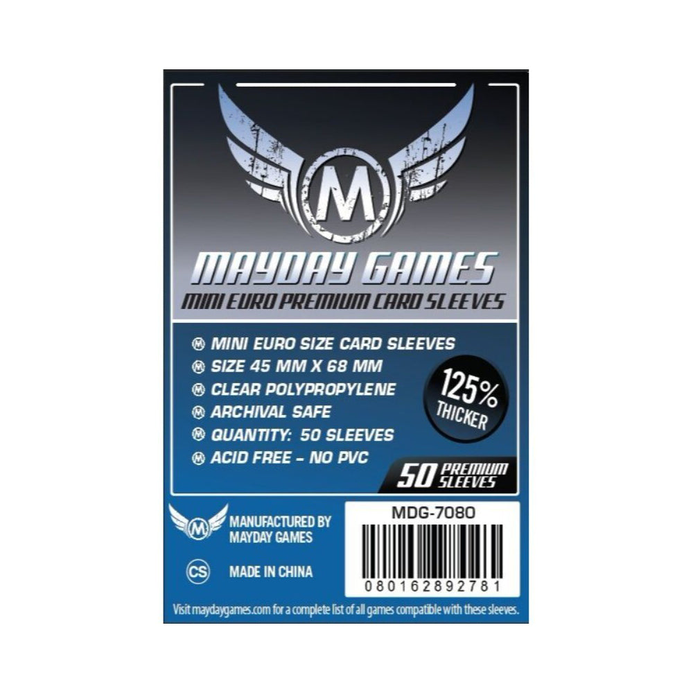53817-50pc-mayday-45x68mm-premium-mini-euro-card-sleeve-dark-blue