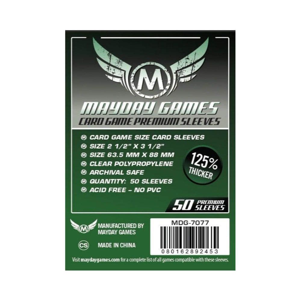 53826-50pc-mayday-63-5x88mm-premium-card-game-sleeves-dark-green