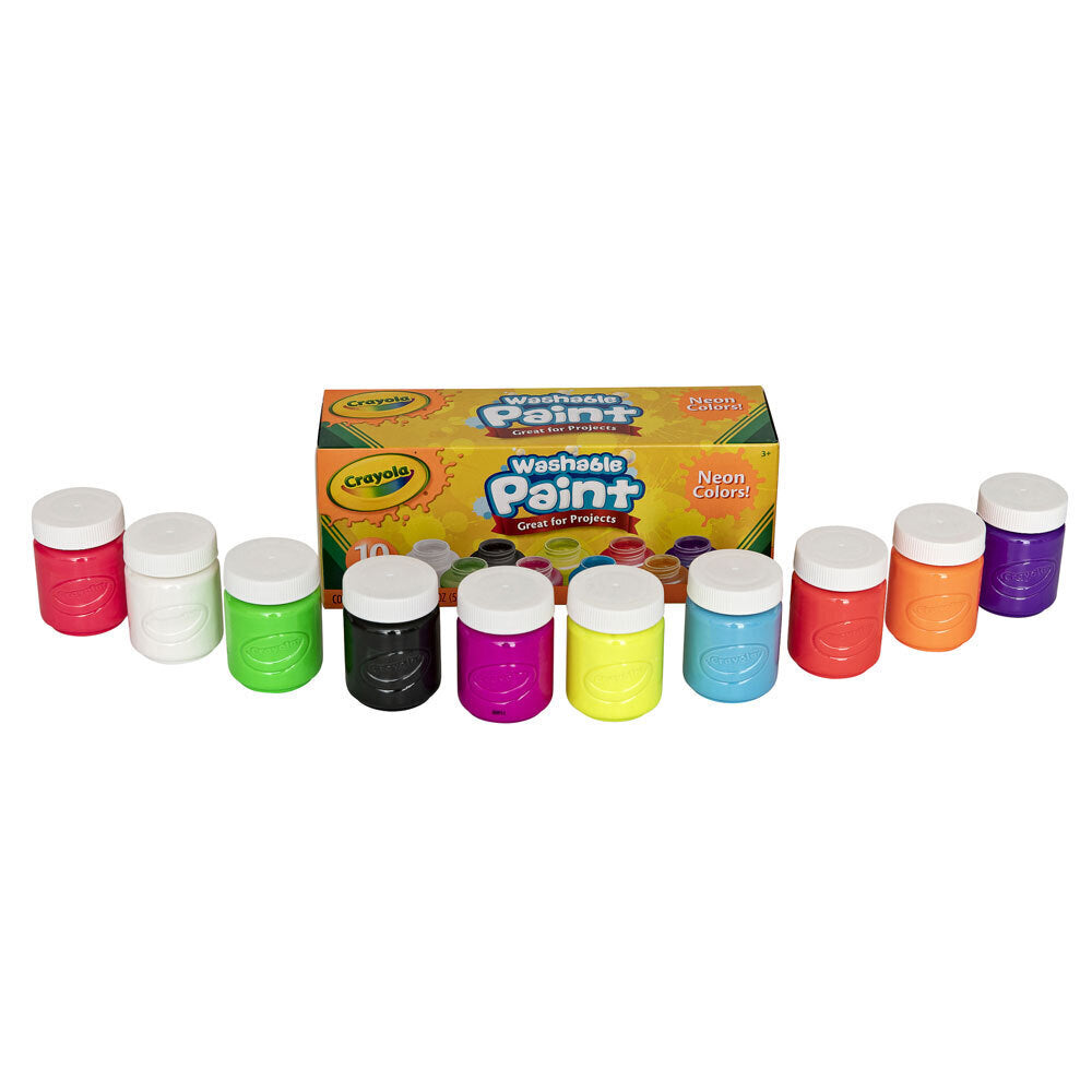 Crayola Washable Neon Paint Set Non-Toxic Water Based Arts Craft Kids 3y+ (20 Pieces) — image 4