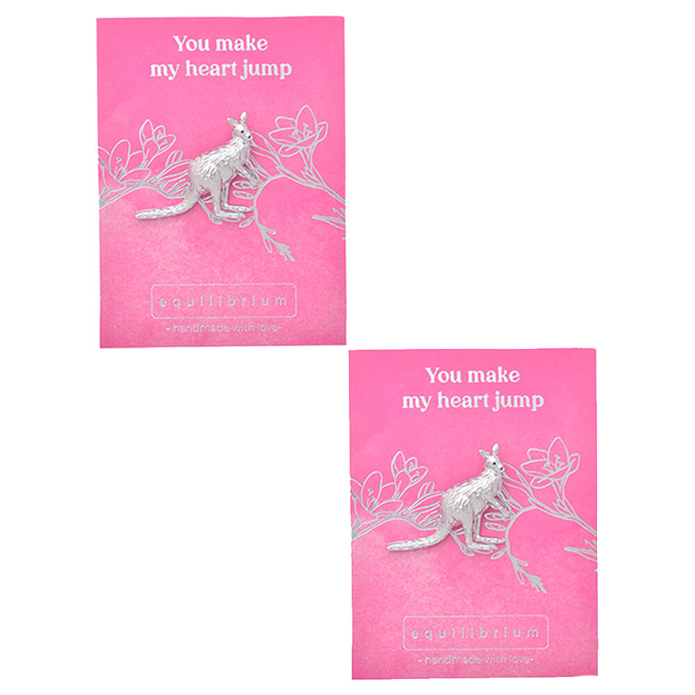 Gibson Gifts Equilibrium Silver Aust Fauna Pin Brooch Kangaroo Jewellery (2 Pack)