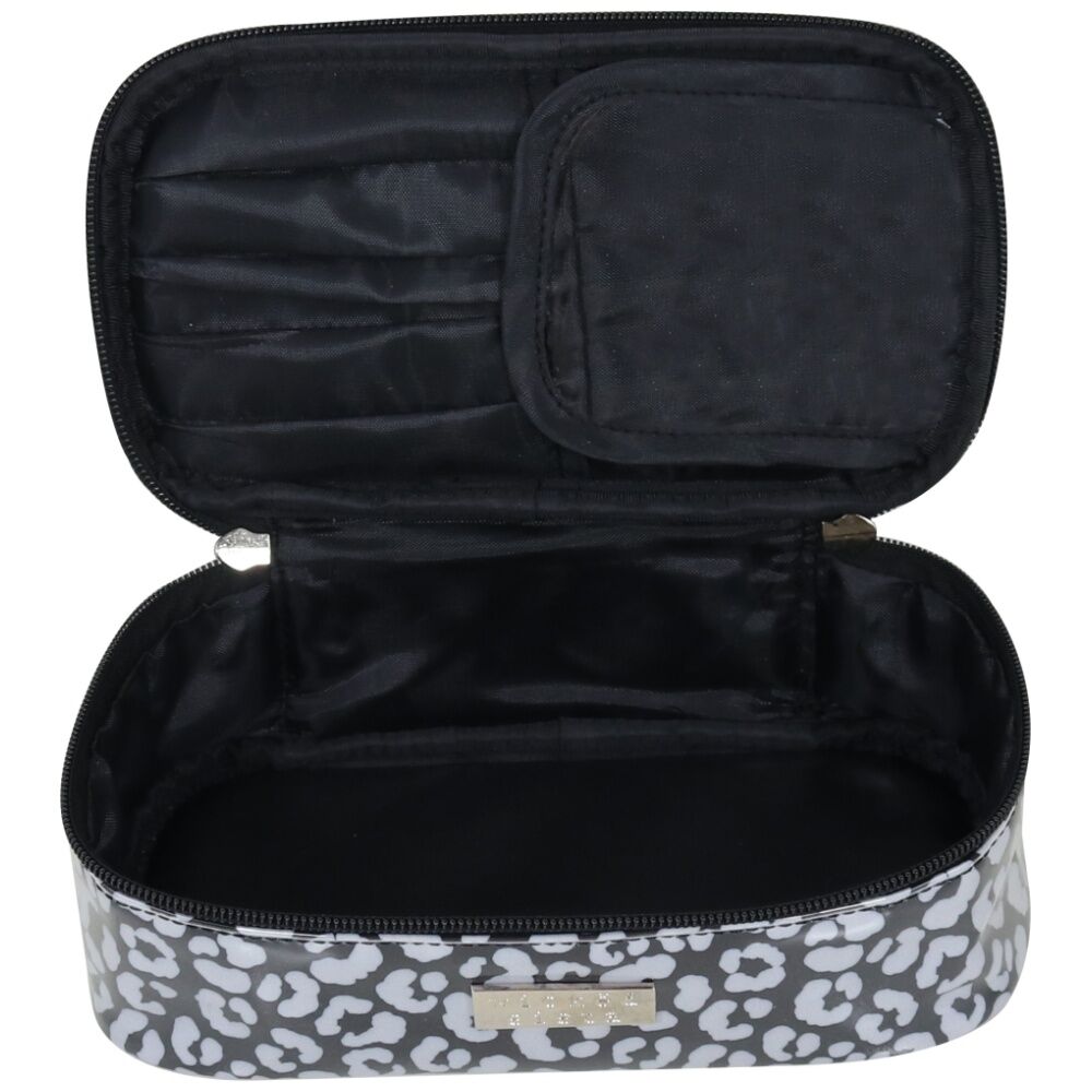 Wicked Sista Watercolour Leopard Brush Bag Rectangle Cosmetic - Black/Grey — image 2
