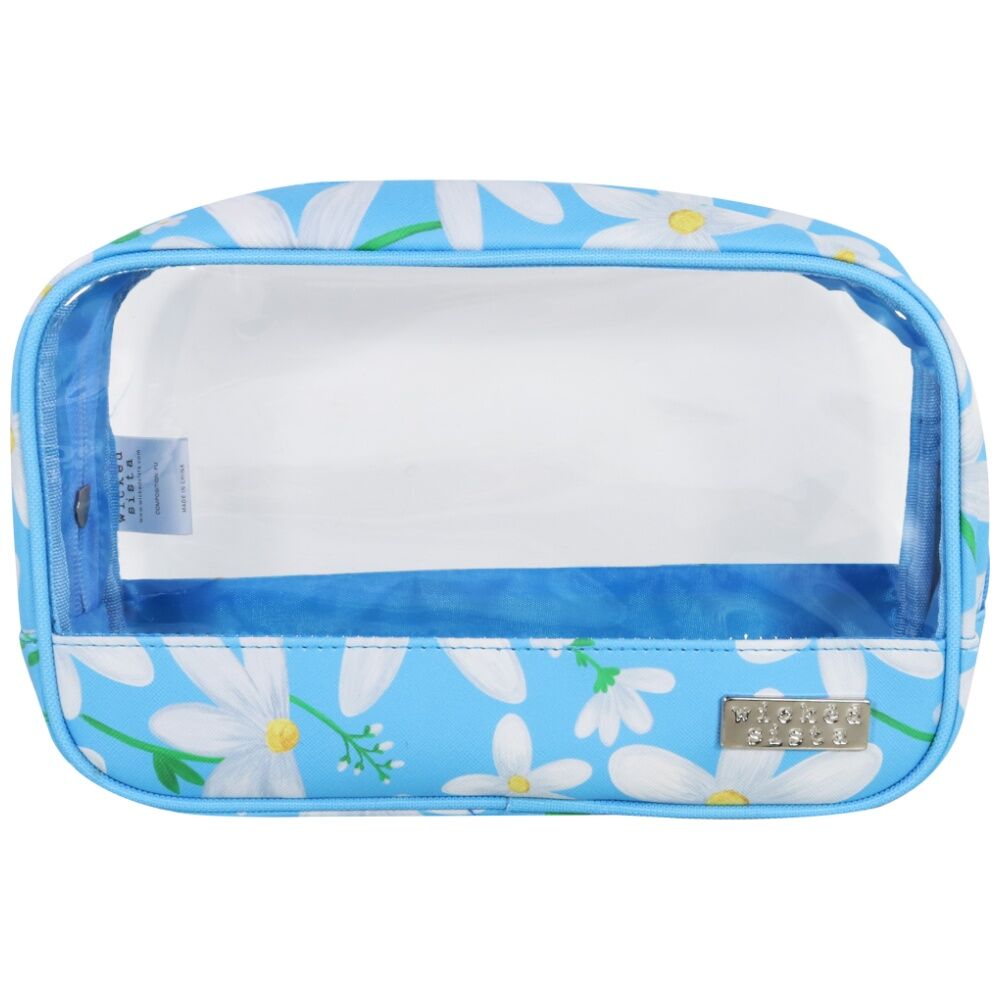 Wicked Sista Clear Cos Bag Makeup Organiser Cosmetic - Daisy Blue