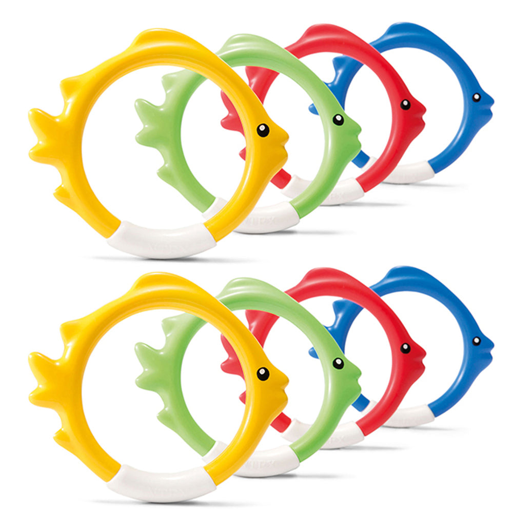 Intex Underwater Sinking Fish Rings 6m+ Kids Swim Pool Diving Toys Water Fun (8 Pieces)