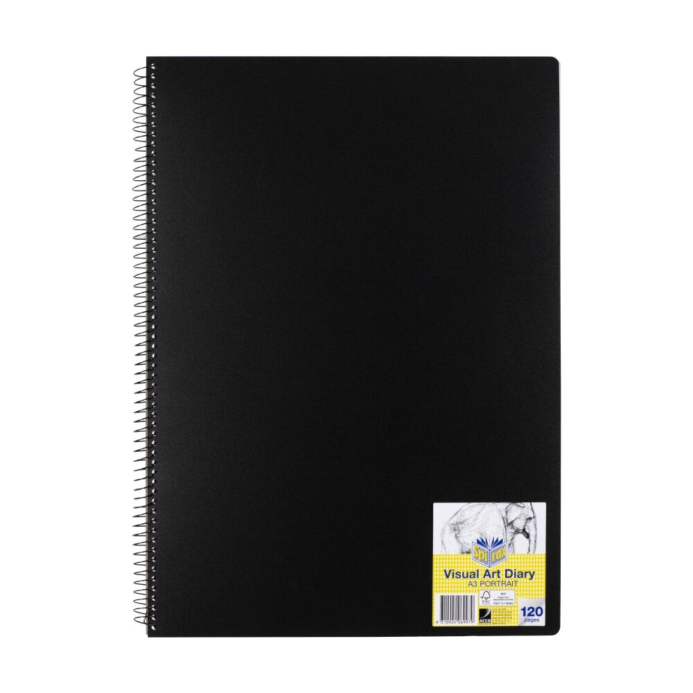 Spirax P703 PP A3 Wire Bound Visual Art Diary 120 Pages Black (2 Pack) — image 2