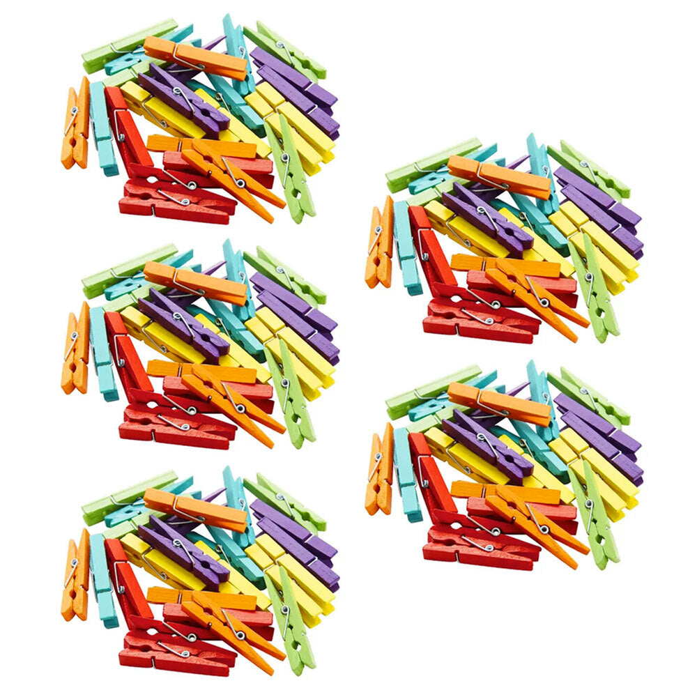 Sunny Bamboo 3.5cm Wooden Art/Crafts Multicoloured Wood Pegs/Clips Decor (100 Pieces)