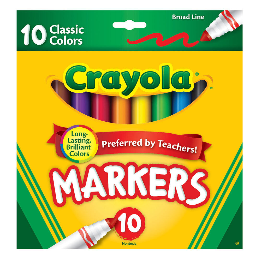 Crayola 10PK Crayola Classic Broadline Colouring Markers Drawing Kids 3y+ Art/Craft (2 Pack) — image 2