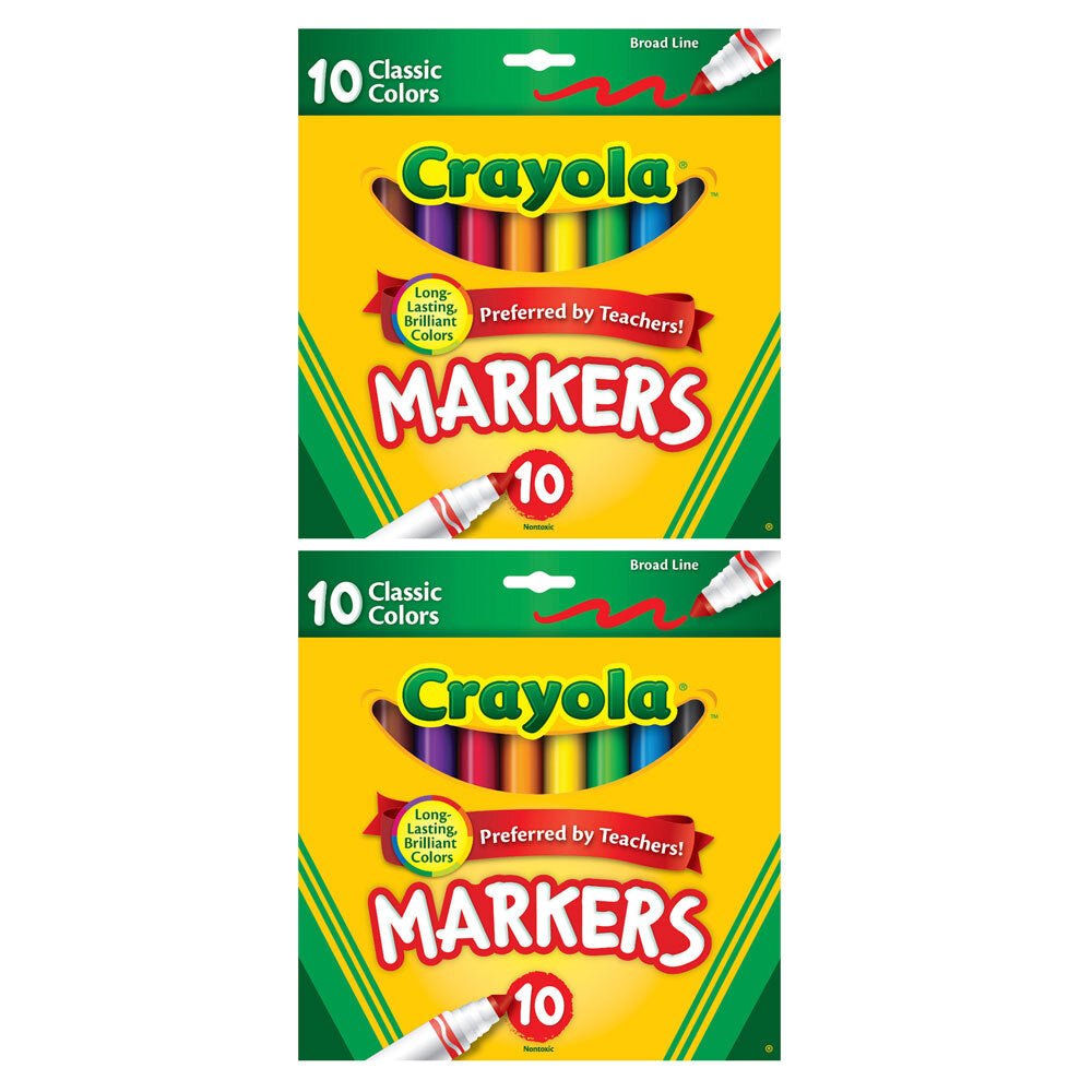 Crayola 10PK Crayola Classic Broadline Colouring Markers Drawing Kids 3y+ Art/Craft (2 Pack)