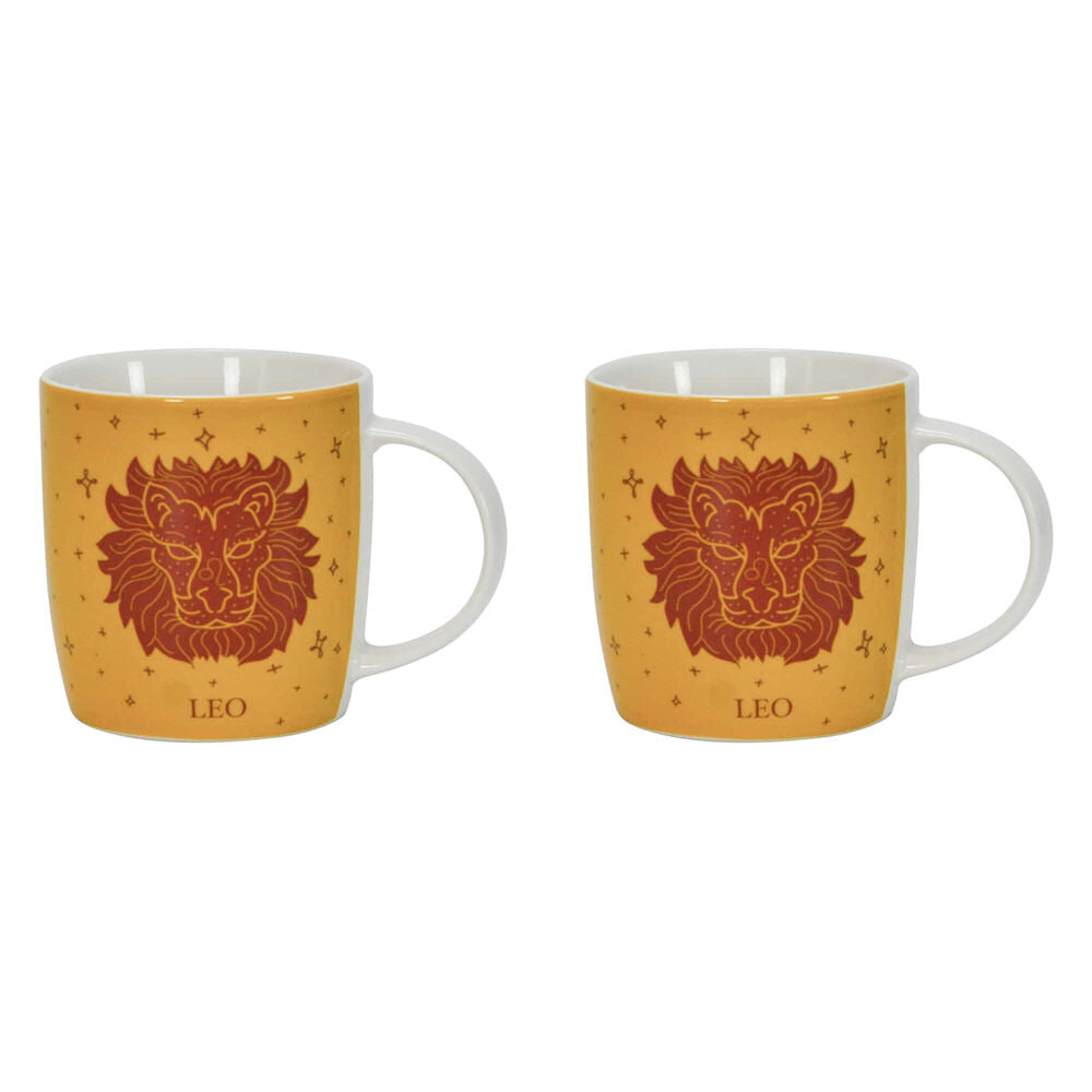 Annabel Trends Coffee Mug Zodiac Leo 350ml Milk/Tea Cup w/ Handle Yellow (2 Pack)