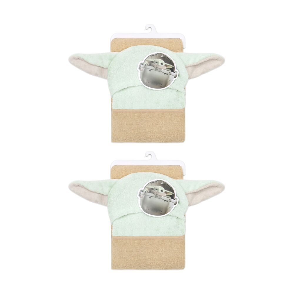 Lucas Film Grogu Star Wars Hooded Childrens Towel 100% Cotton 90x90cm (2 Pack)