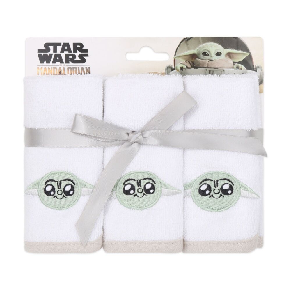 Lucas Film Grogu Star Wars Washcloths 100% Cotton White/Tan (3 Pieces)
