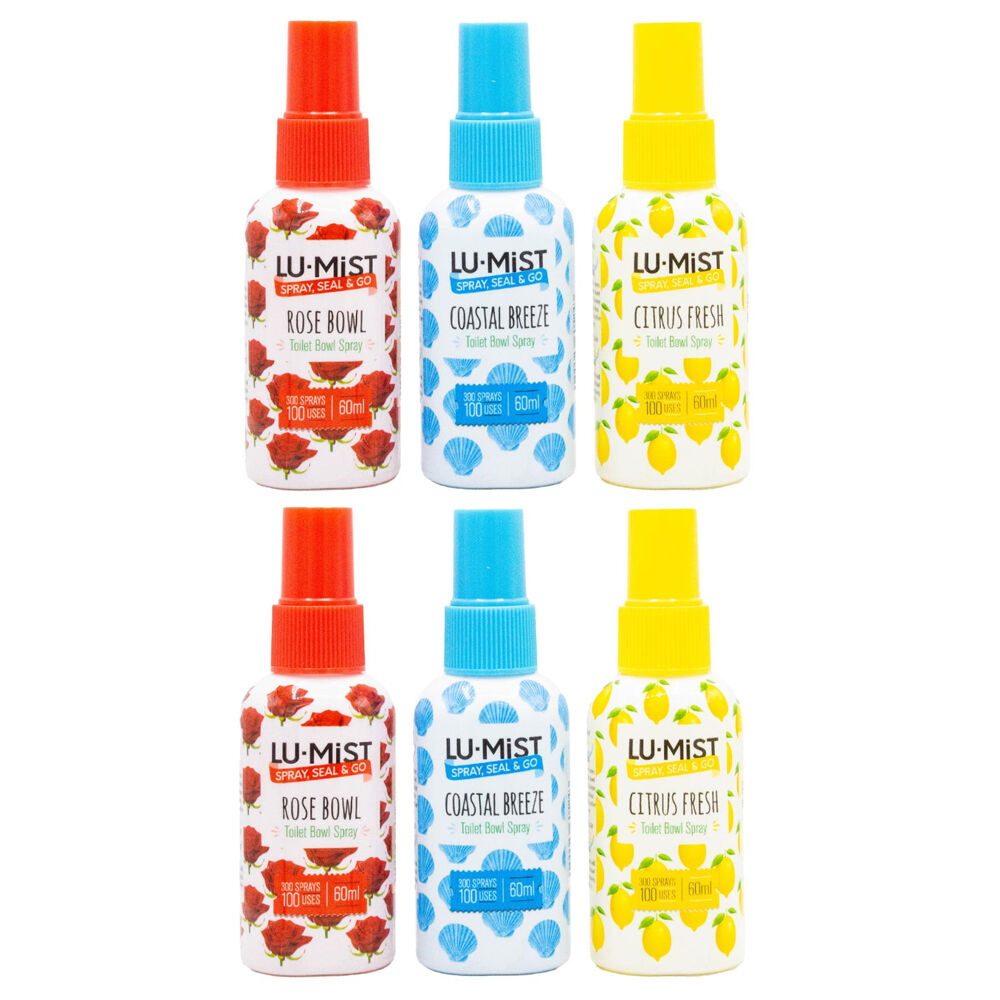 Lumist 60ml Toilet Bowl Spray Seal Go Assorted Fragrance Odour Eliminator (6 Pack)