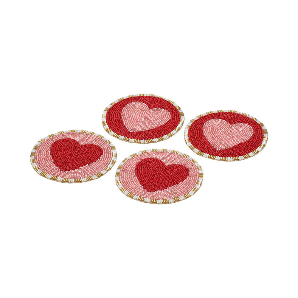 Annabel Trends Beaded Coaster Drink Mat Table Protector 10cm Heart (4 Pieces) — image 2