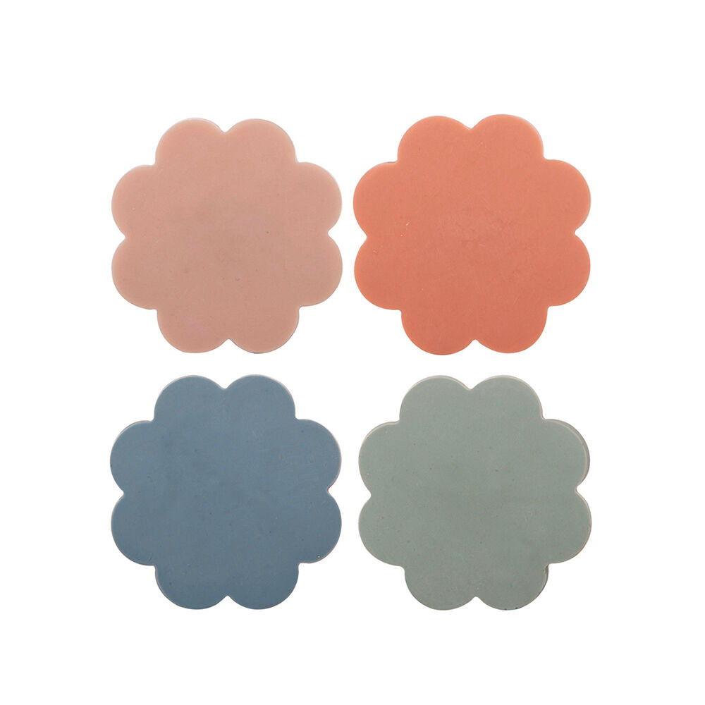 Ladelle Panama Resin Flower Coaster Decor Set Reusable Table Protector (4 Pieces)