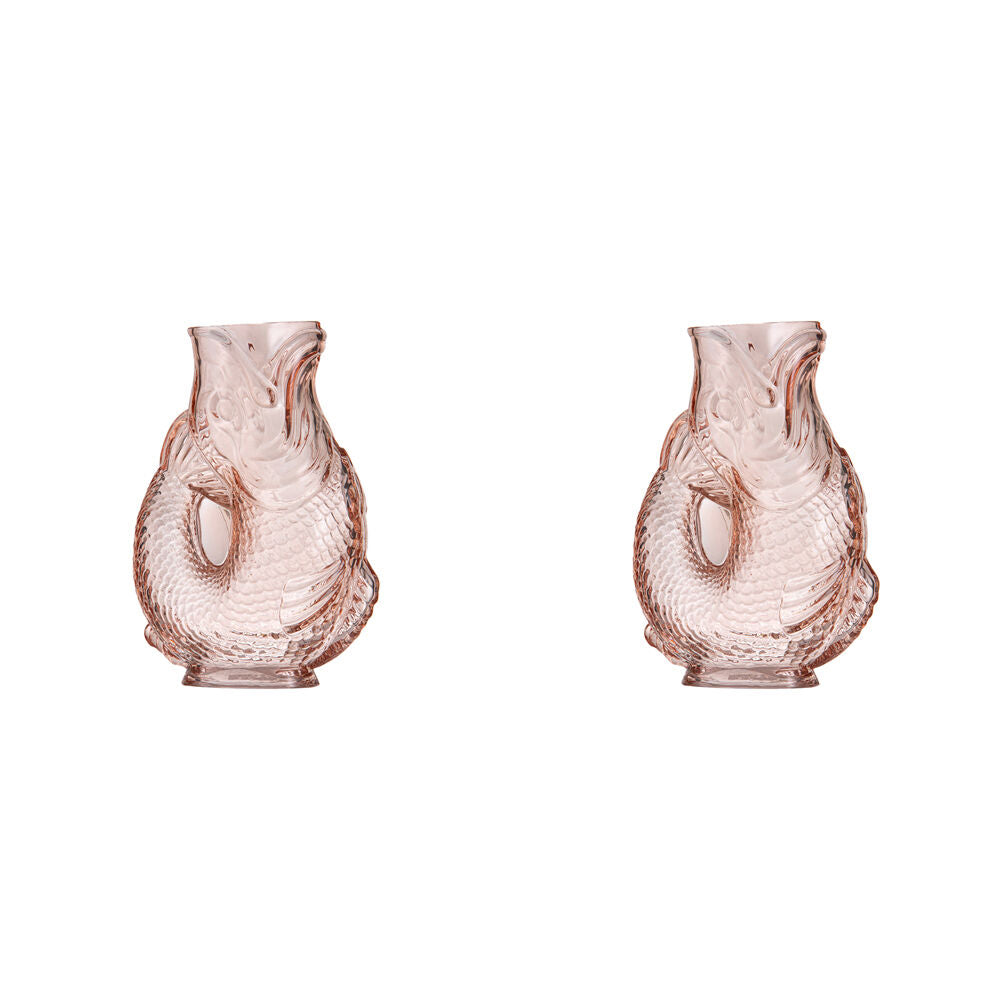 Ladelle Capri Coral Ceramic Fish Serving Jug Pitcher Beverage Container (2 Pack)