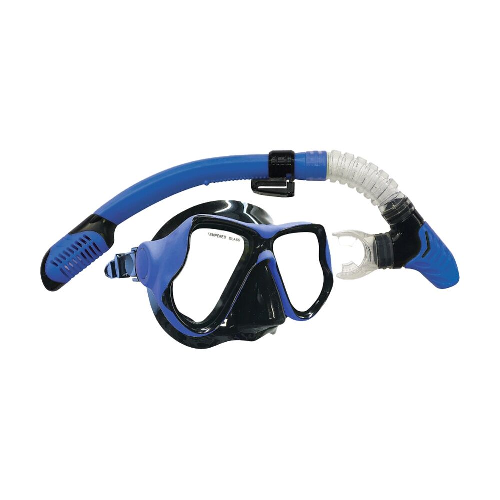Land & Sea Sports Australia Land & Sea Sports Ningaloo Silicone Snorkelling Mask Set w Goggles — Blue