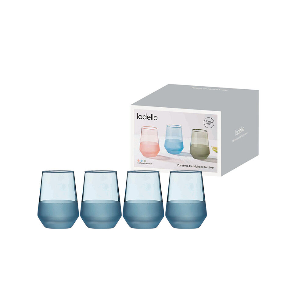 Ladelle Panama Tumbler Durable Beverage Glass Set Kitchen Glassware Ocean (4 Pieces) — image 2