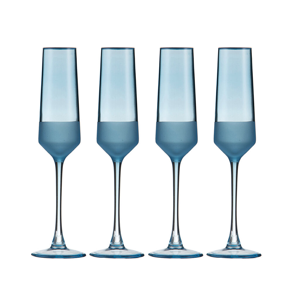 Ladelle Panama Champagne Cocktail Stemware Glasses Drinkware/Barware Ocean (4 Pieces)