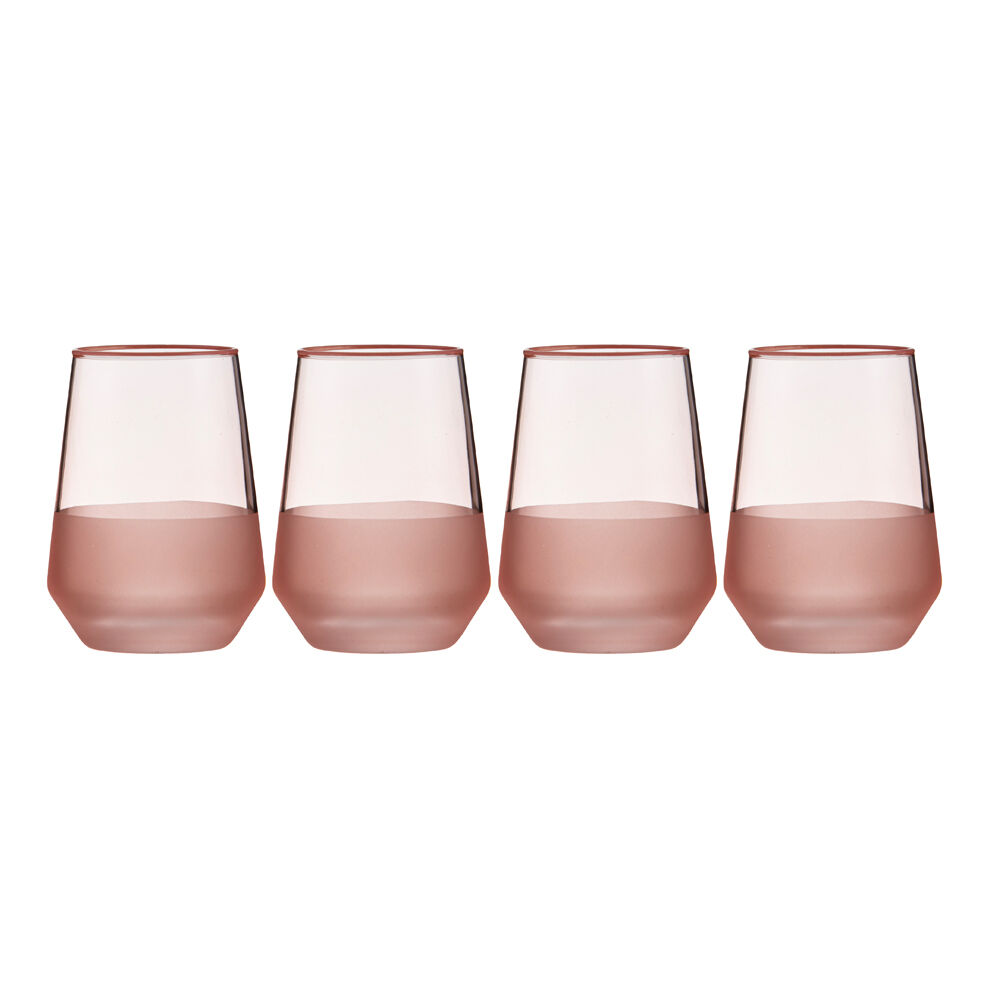 Ladelle Panama Drinking Glass Durable Tumbler Kitchen Glassware Coral (4 Pieces)