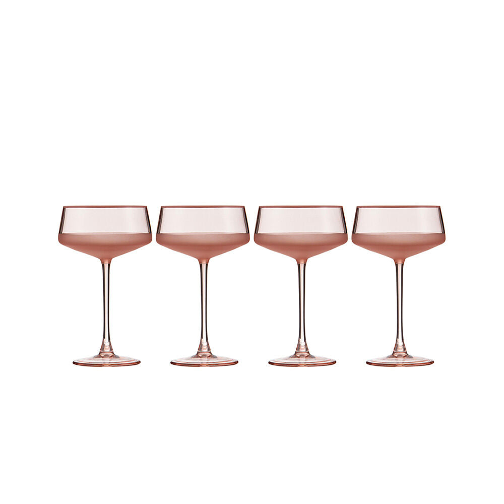 Ladelle Panama Classic Coupe Cocktail Stemmed Glasses Reusable Coral (4 Pieces)