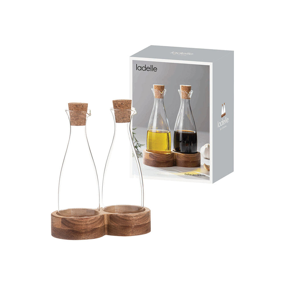 Ladelle Gather Countertop Oil Bottle 500ml Refillable Container Clear (2 Pieces) — image 2