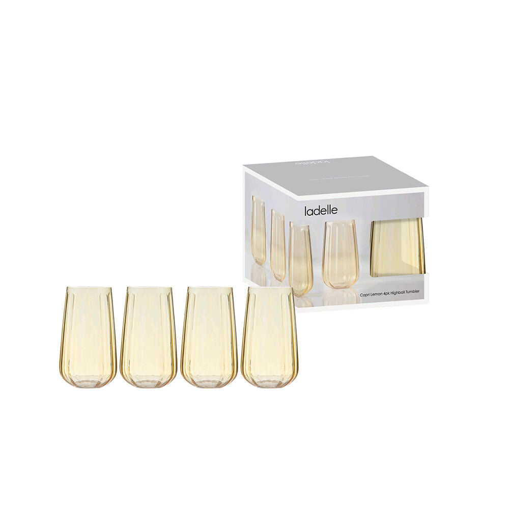 Ladelle Capri Lemon Highball Tumbler Beverage Drinking Glasses Reusable (4 Pieces) — image 2