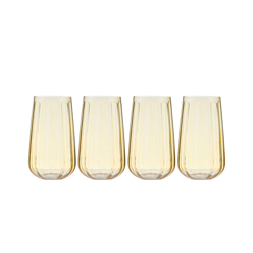 Ladelle Capri Lemon Highball Tumbler Beverage Drinking Glasses Reusable (4 Pieces)