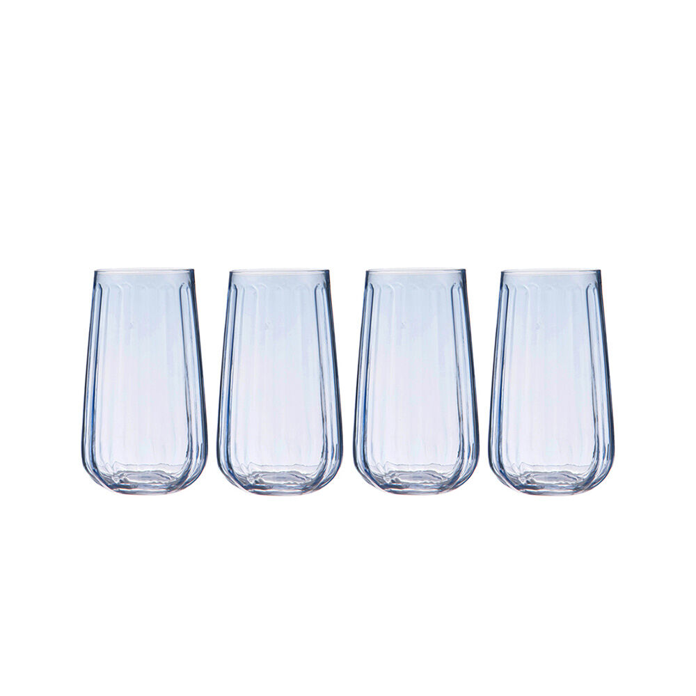 Ladelle Capri Sky Highball Tumbler 550ml Tall Drinking Glass Blue (4 Pieces)