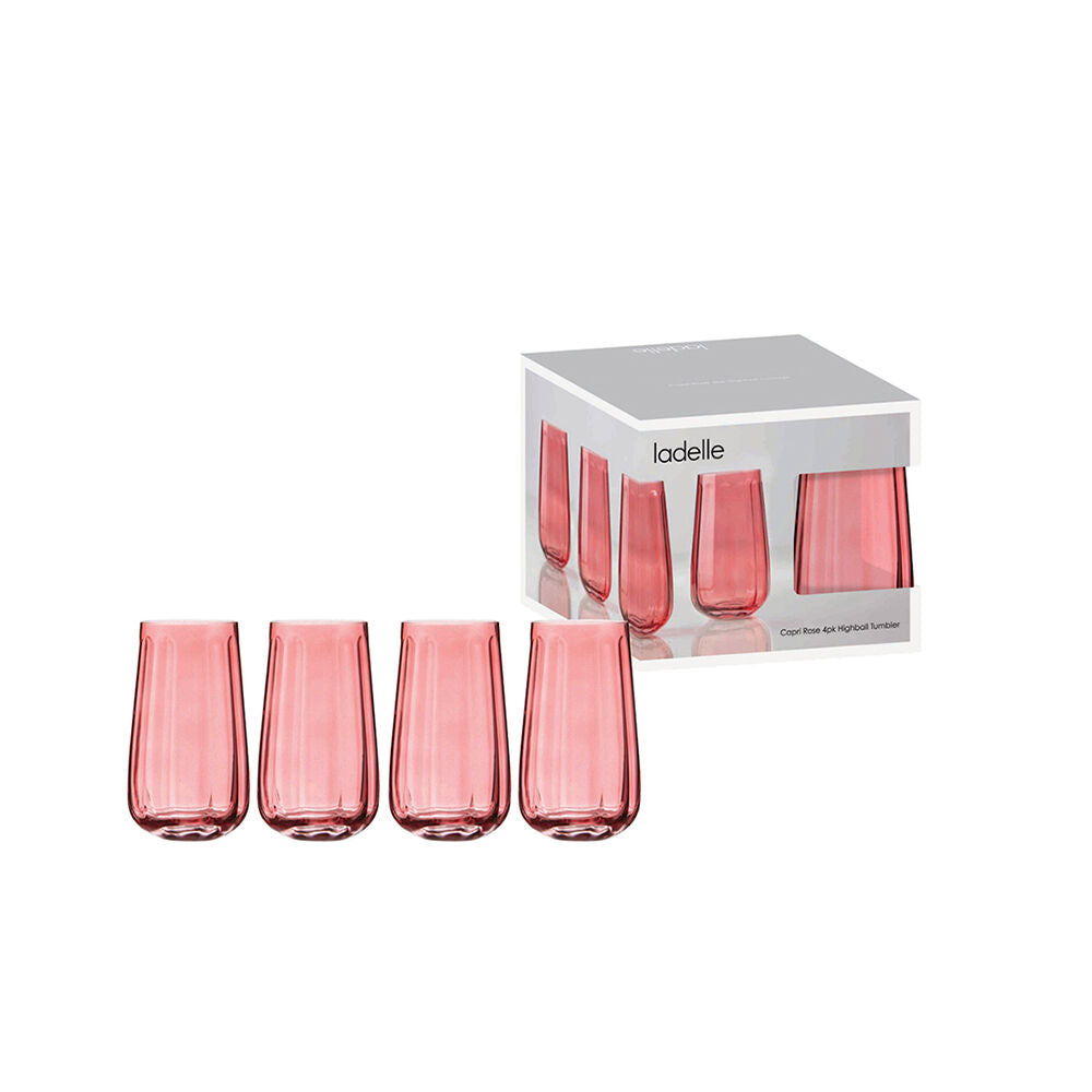 Ladelle Capri Rose Highball Tumbler 550ml Tall Drinking Glass Pink (4 Pieces) — image 2