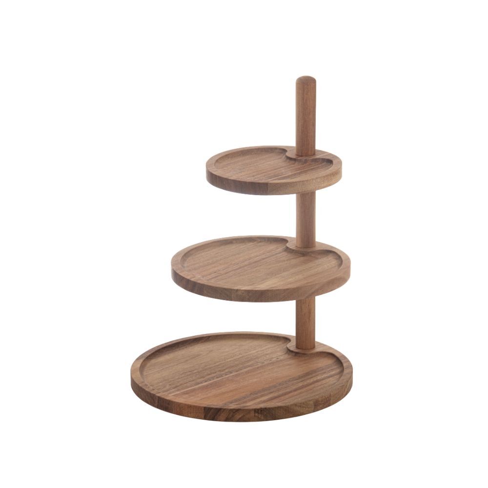 Ladelle Multi-Level Snack Serving Stand Brown Gather Round 3 Tier Tower