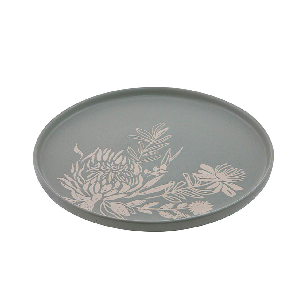Ladelle Round Reusable Food Tray Green Esperance Ceramic Serving Platter