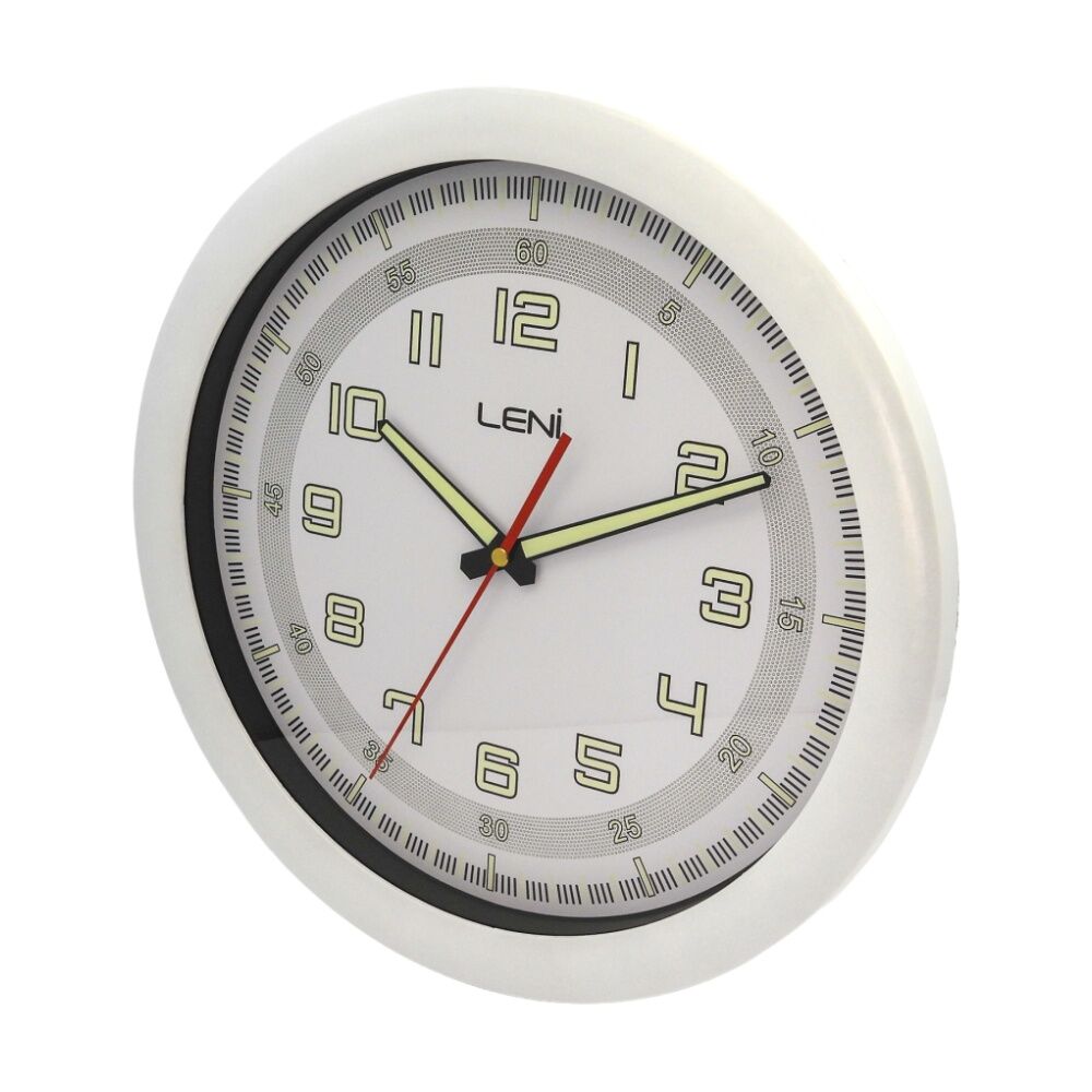 Leni 32.5cm White Round Luminous Silent Non-Ticking Analogue Wall Clock — image 2