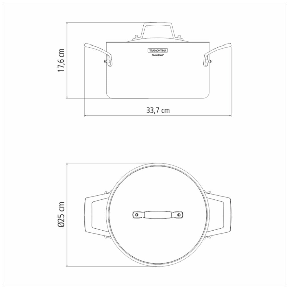 Tramontina 24cm/5.8L Deep Casserole Pan Tri-Ply Stainless Steel Induction Safe — image 3