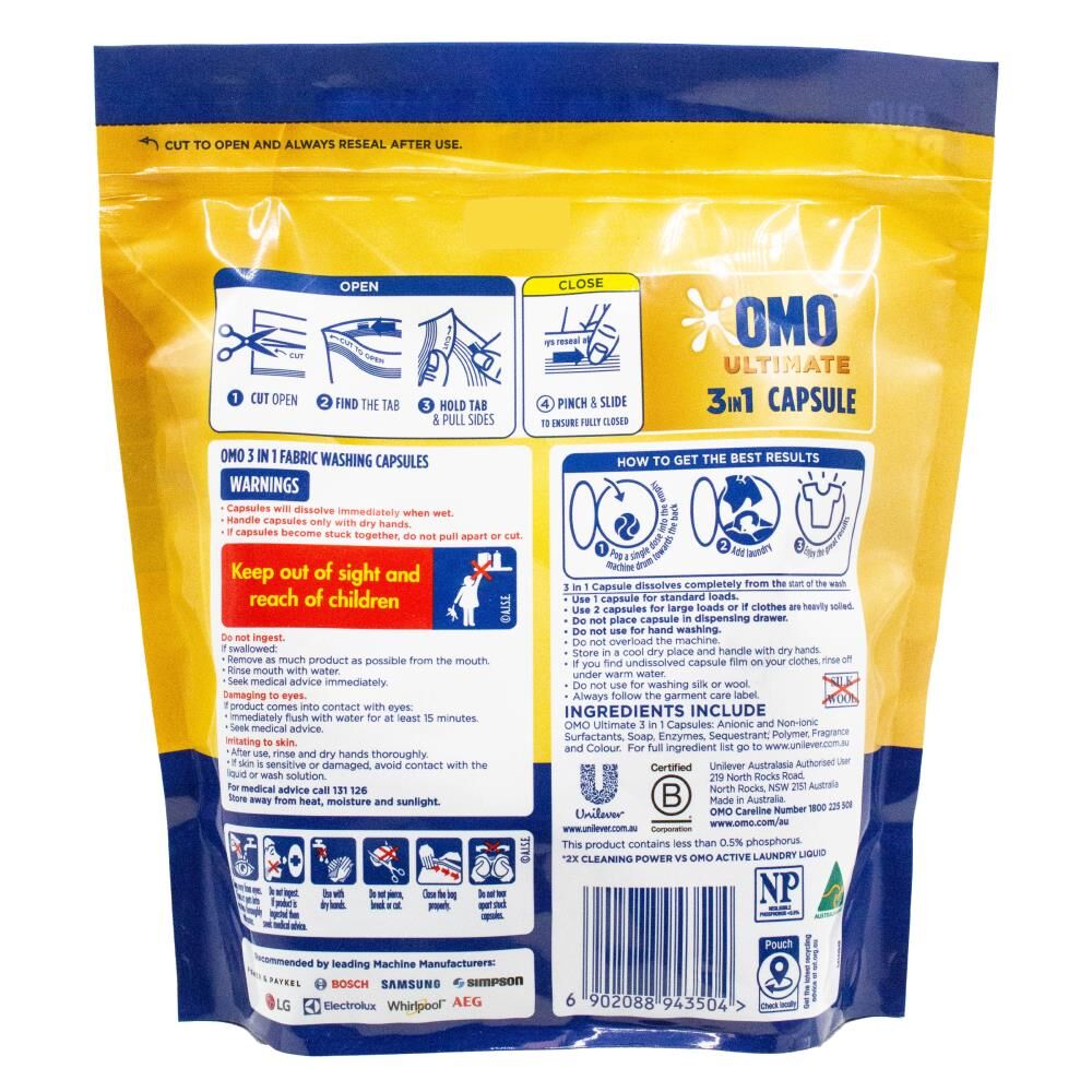 Omo Ultimate 3-in-1 Laundry Capsule/Pod Detergent 2x Cleaning Power (17 Pack) — image 2