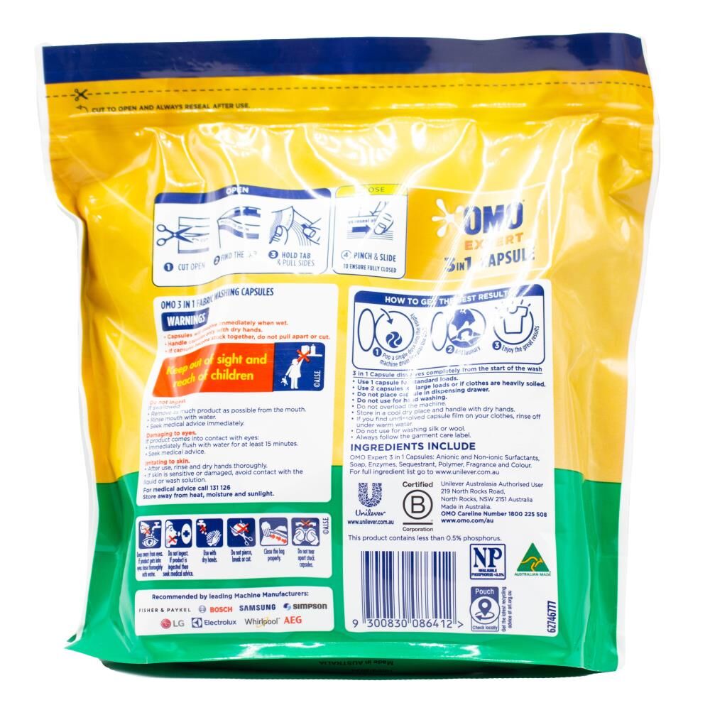 Omo Expert Odour Eliminator 3 In 1 Laundry Detergent Capsules Pods (84 Pieces) — image 3
