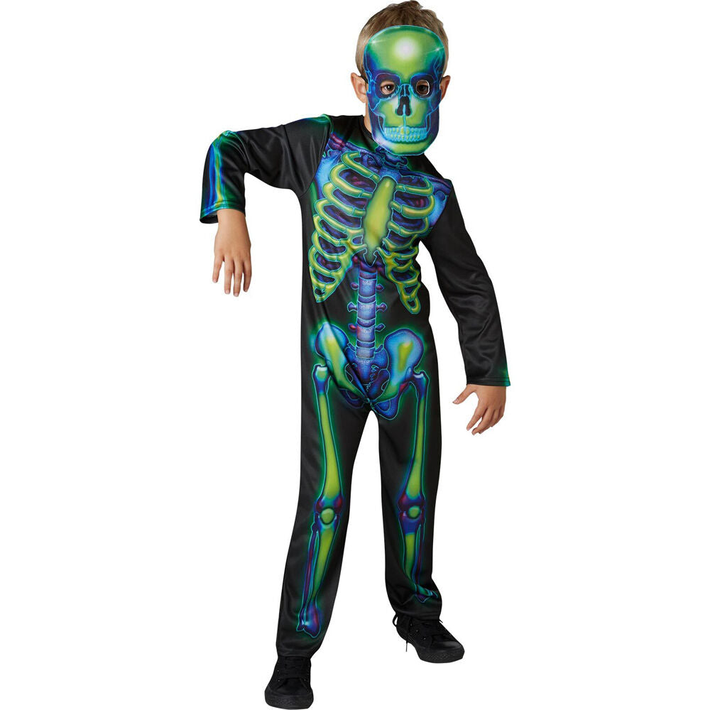 Rubies Neon Skeleton Glow In The Dark Boys/Kids Dress Up Party Costume Size M — image 4