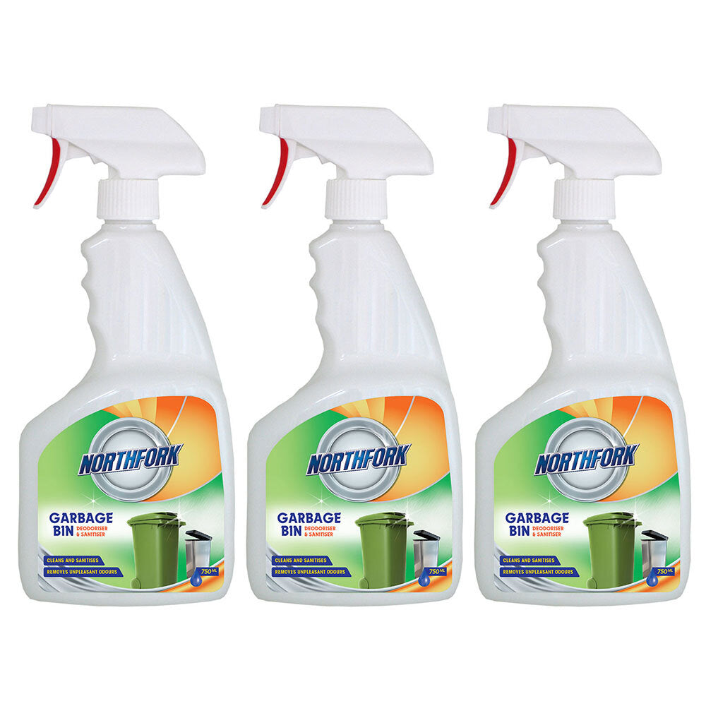 Northfork 750ml Deodoriser/Sanitiser Disinfectant f/ Garbage Bins Floral (3 Pack)