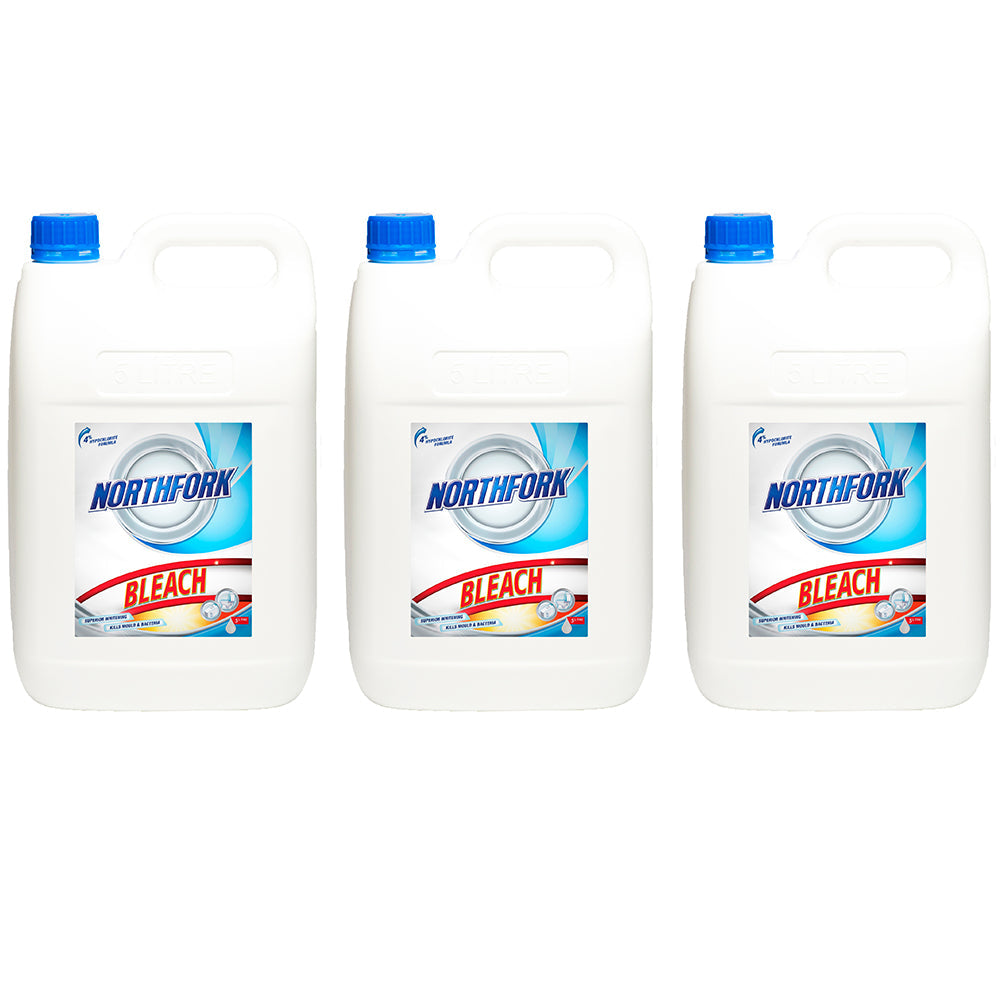 Northfork 15L Northfork Bleach Kills Mould & Bacteria/Laundry/Bathroom Cleaning Sanitiser (3 Pack)