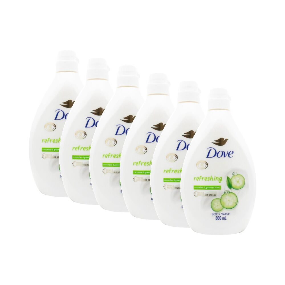 Dove Body Wash Triple Moisture Serum Refresh 800ml Cucumber Green Tea Scent (6 Pack)