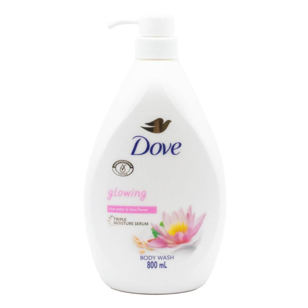 Dove Glowing 800ml Body Wash Triple Moisture Serum Rice Water & Lotus Flower (3 Pack) — image 2