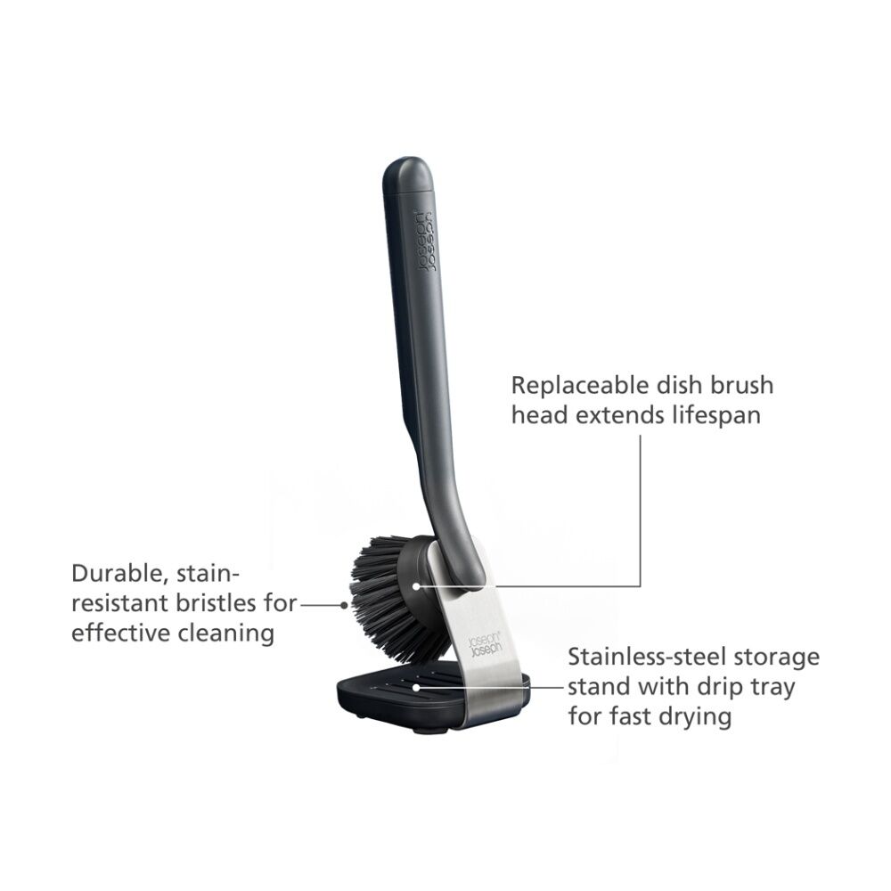 Joseph Joseph SinkTech Kitchen Dish Brush With Steel Stand Stain-Resistant Graphite — image 5
