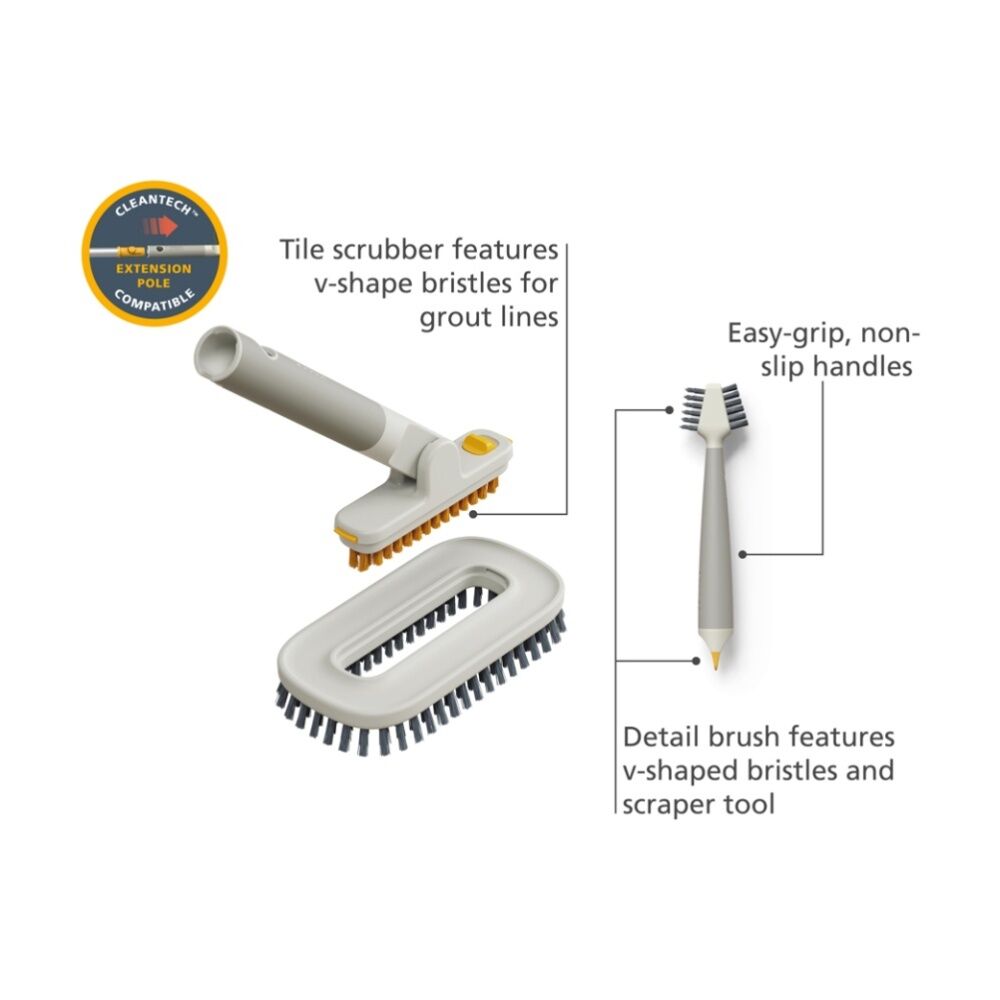 Joseph Joseph CleanTech Detail Cleaning Set Tile Scrubber & Brush Stone (2 Pieces) — image 7
