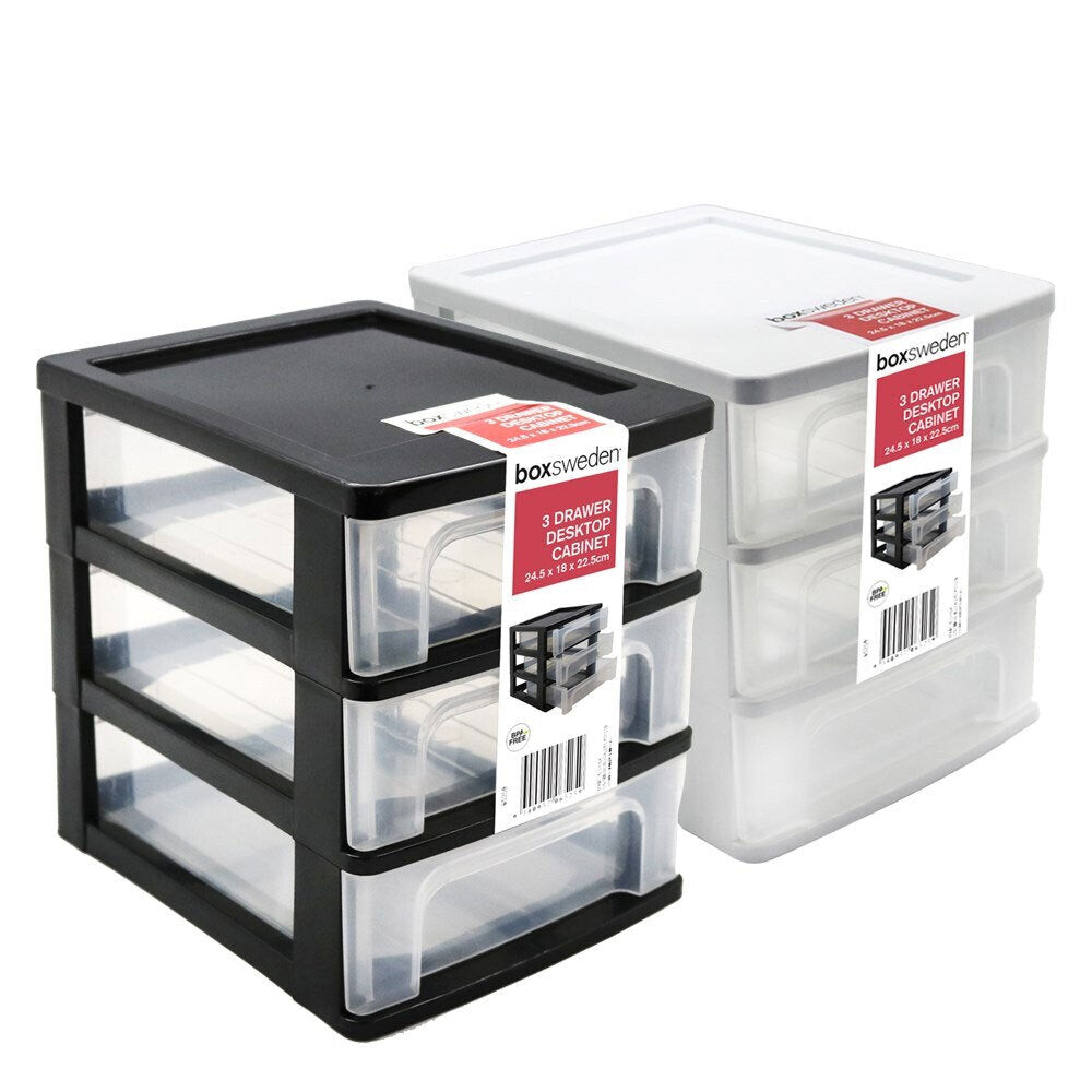 Boxsweden 3-Layer Drawer Desktop Cabinet 24.5x22.5cm Desk Storage Small Asst (2 Pack)