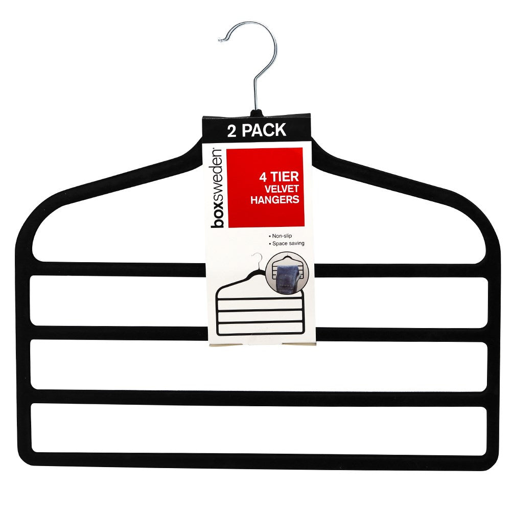 Boxsweden 4 Tier Velvet Space Saving Clothes Hanger Hook Trouser Skirt Pants (6 Pieces) — image 2